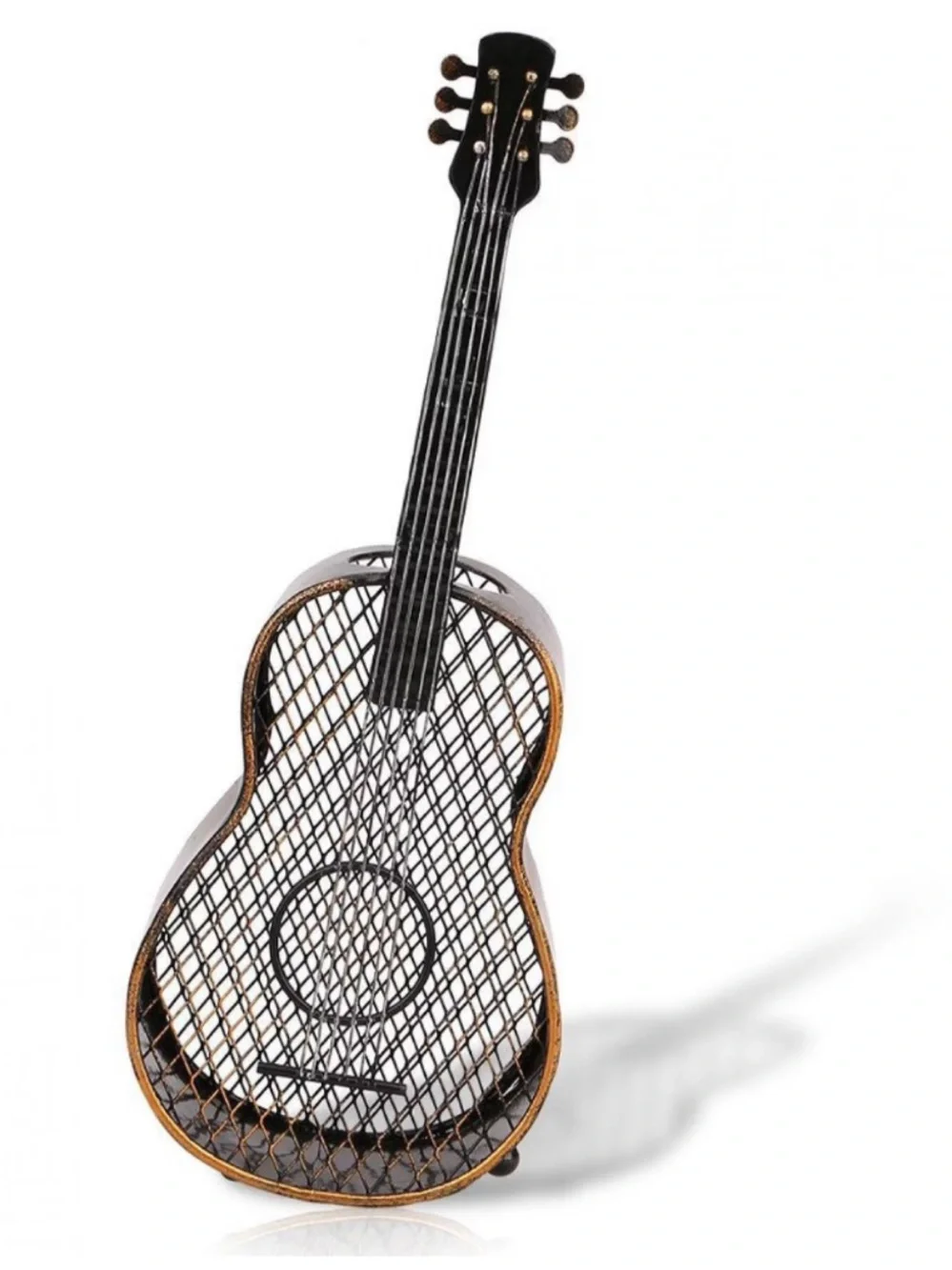 Decorative Brown Guitar-Shaped Wine Cork Holder - Home Dining Accent